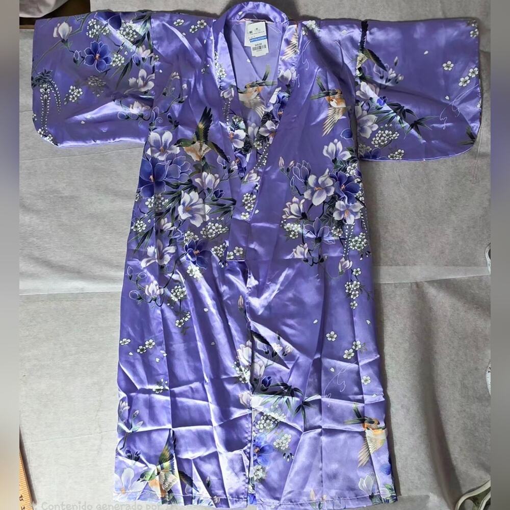 Mitsukoshi Floral Purple Kimono Robe Sz Small